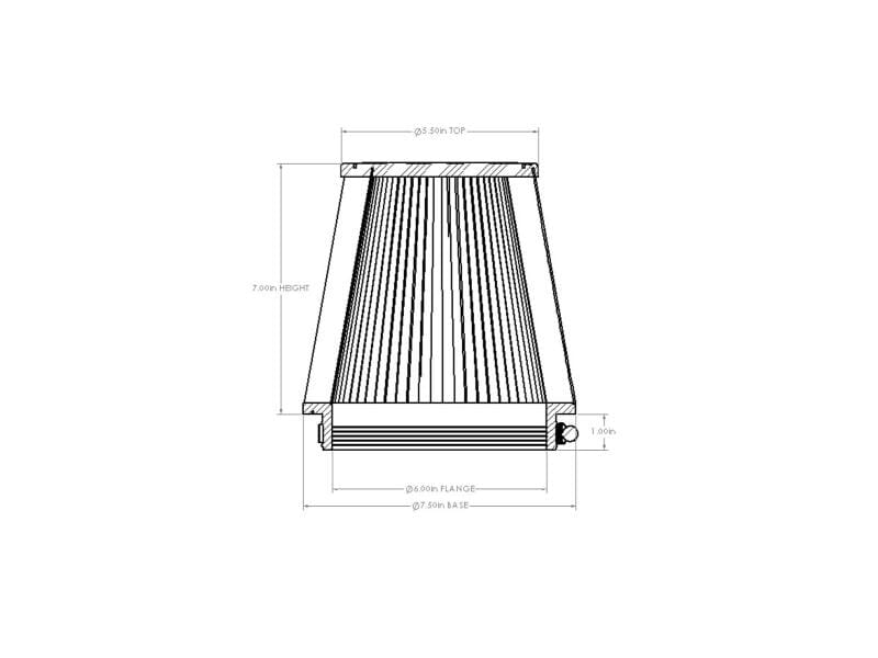 aFe POWER Universal Clamp-On Air Filter w/ D2 Dura-Dry Media - 6in F x 7.5in B x 5.5in T x 7in H thumbnail 4