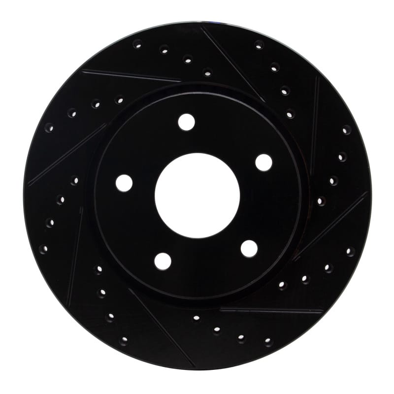 R1 08-16 Chrysler Town & Country Front Right Drilled & Slotted Black Brake Rotor