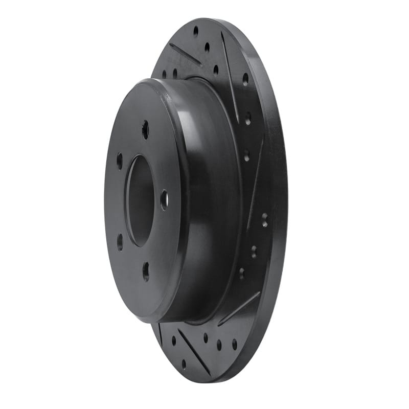 R1 97-07 Chrysler Town & Country Rear Right Drilled & Slotted Black Brake Rotor