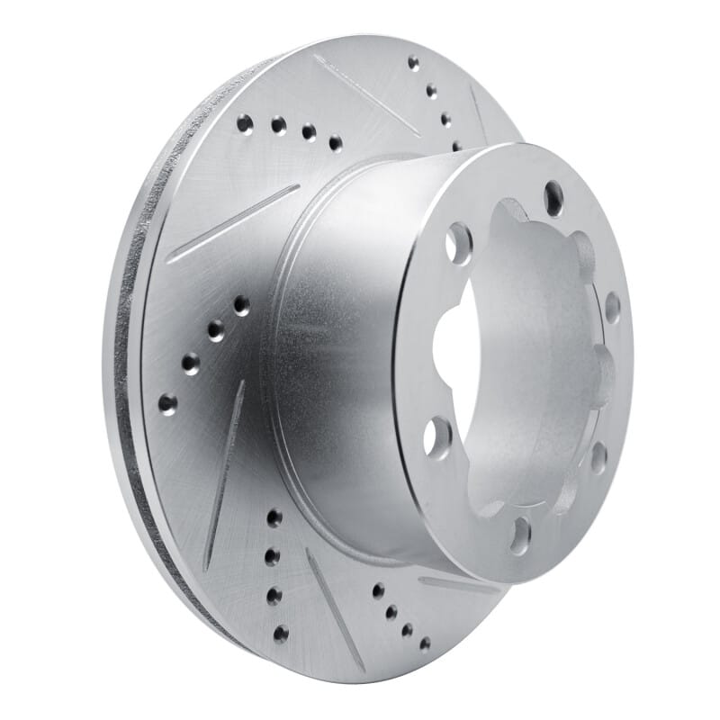 R1 2006-2025 American Coach Patriot Rear Right Drilled & Slotted Silver Brake Rotor