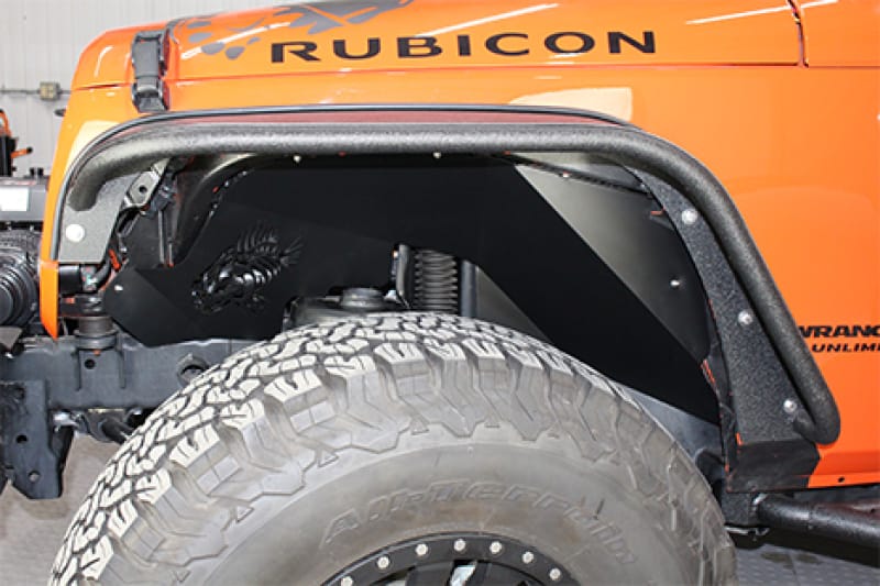 Fishbone Offroad 07-18 Jeep Wrangler JK Logo Aluminum Inner Fenders - Black Powdercoat thumbnail 4