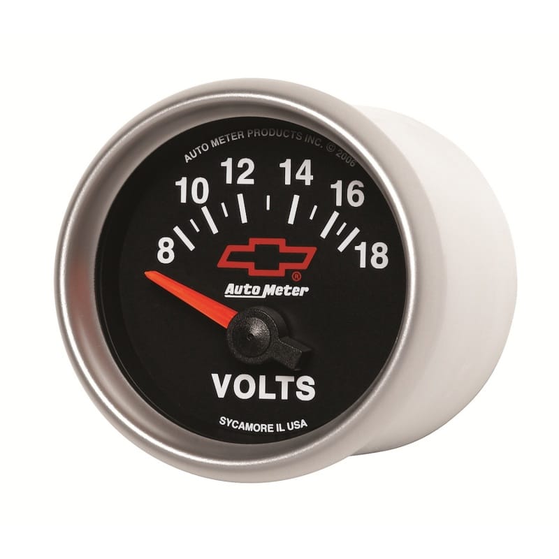 Autometer GM Bowtie Black 2-1/16 Voltmeter 8-18V thumbnail 2