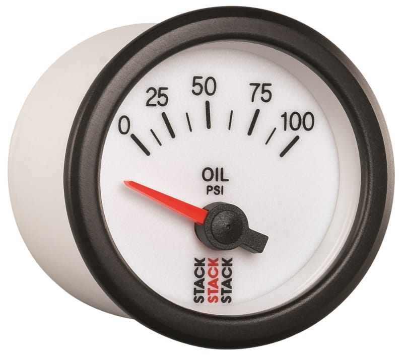 Autometer Stack 52mm 0-100 PSI 1/8in NPTF Electric Oil Pressure Gauge - White thumbnail 5