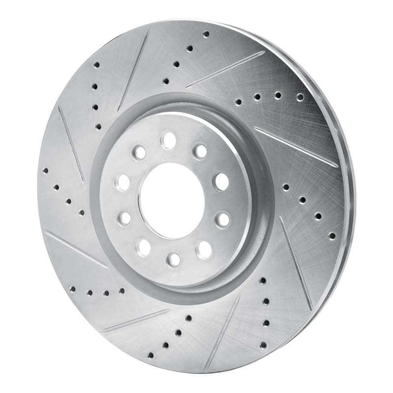 R1 14-25 Alfa Romeo Tonale Front Left Drilled & Slotted Silver Brake Rotor thumbnail 2