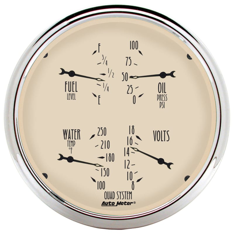Autometer 5 inch Antique Beige 2 Piece Gauge Kit - Quad & Speedometer thumbnail 2