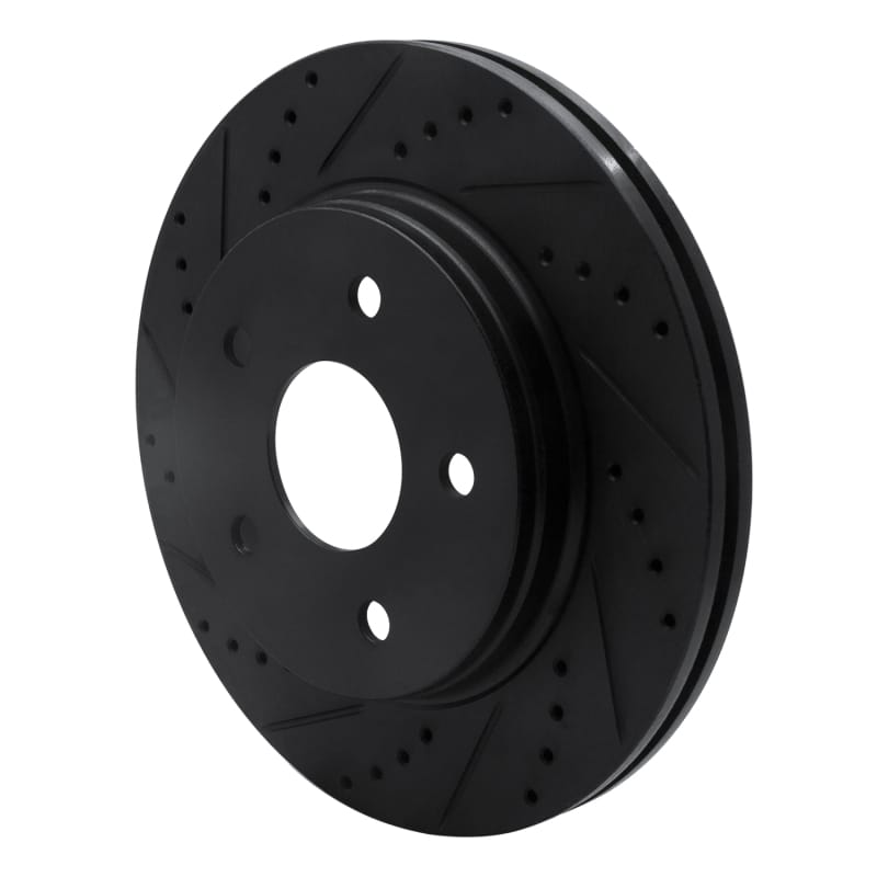 R1 08-12 Jeep J8 Front Left Drilled & Slotted Black Brake Rotor thumbnail 2