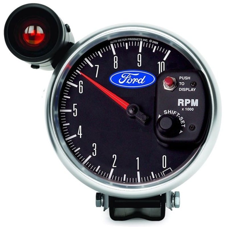Autometer Ford 5in. 10K RPM Pedestal w/ Ext. Shift-Lite Tachometer Gauge thumbnail 2