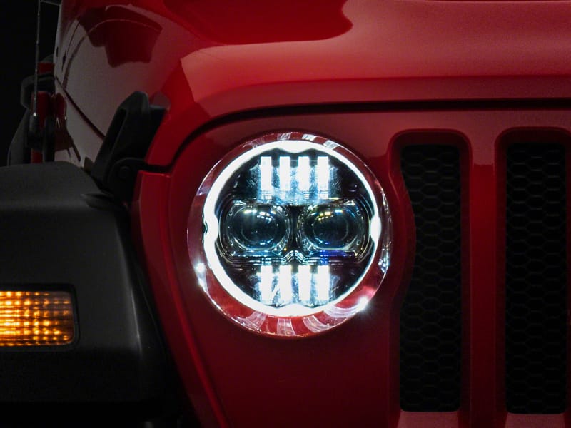 Raxiom 18-23 Jeep Wrangler JL Axial Series 9-In Angel Eye LED Headlights- Black Housing (Clear Lens) - J171705