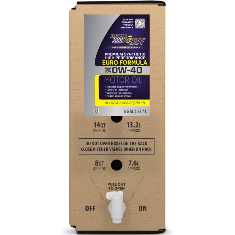 Royal Purple Premium Synthetic High Performance Euro Formula 0W40 Motor Oil - 6 Gallon Bag-In-Box