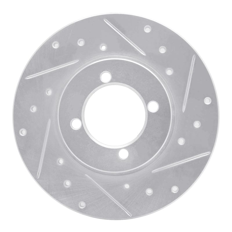R1 74-87 Dodge COLT Front Right Drilled & Slotted Silver Brake Rotor