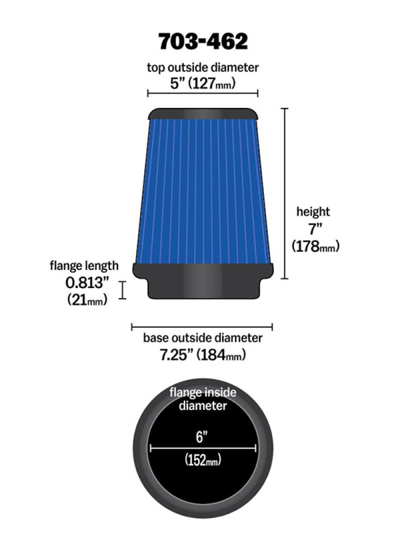 Airaid Universal Air Filter - Cone 6 x 7-1/4 x 5 x 7 - 703-462 thumbnail 2