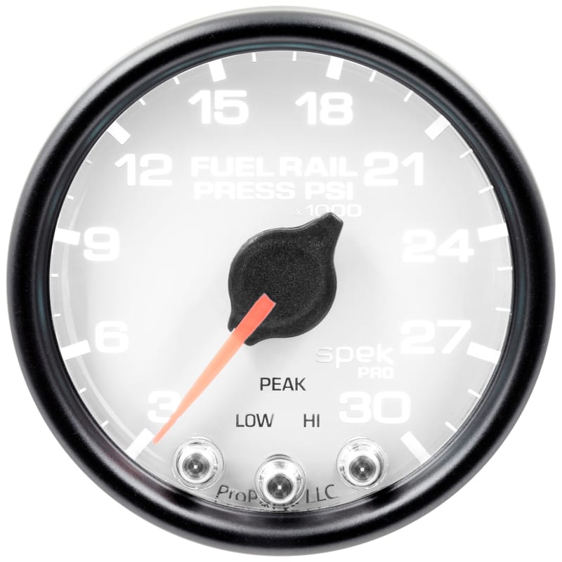 Autometer Spek-Pro Gauge Rail Press 2 1/16in 30Kpsi Stepper Motor W/Peak & Warn Wht/Blk thumbnail 2