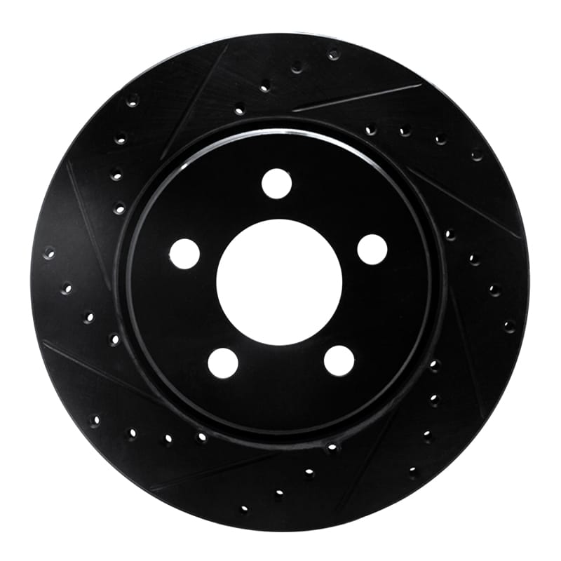 R1 07-12 Dodge Nitro Front Left Drilled & Slotted Black Brake Rotor