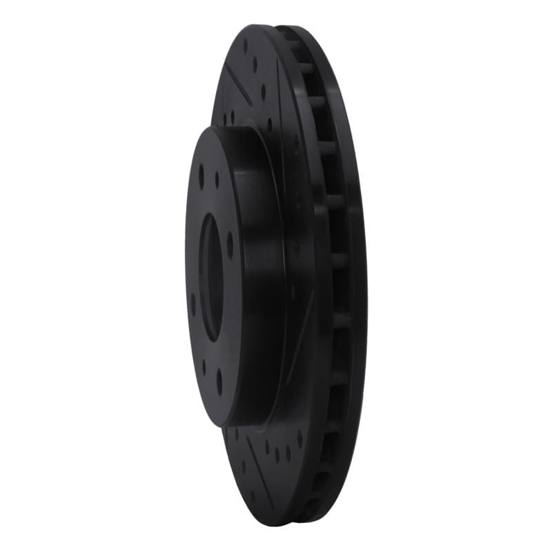 R1 85-91 Dodge COLT Front Right Drilled & Slotted Black Brake Rotor - 633-72006R