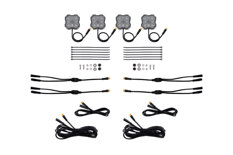Diode Dynamics Rock Light - Red/White - M8 Add-On 4-Pack