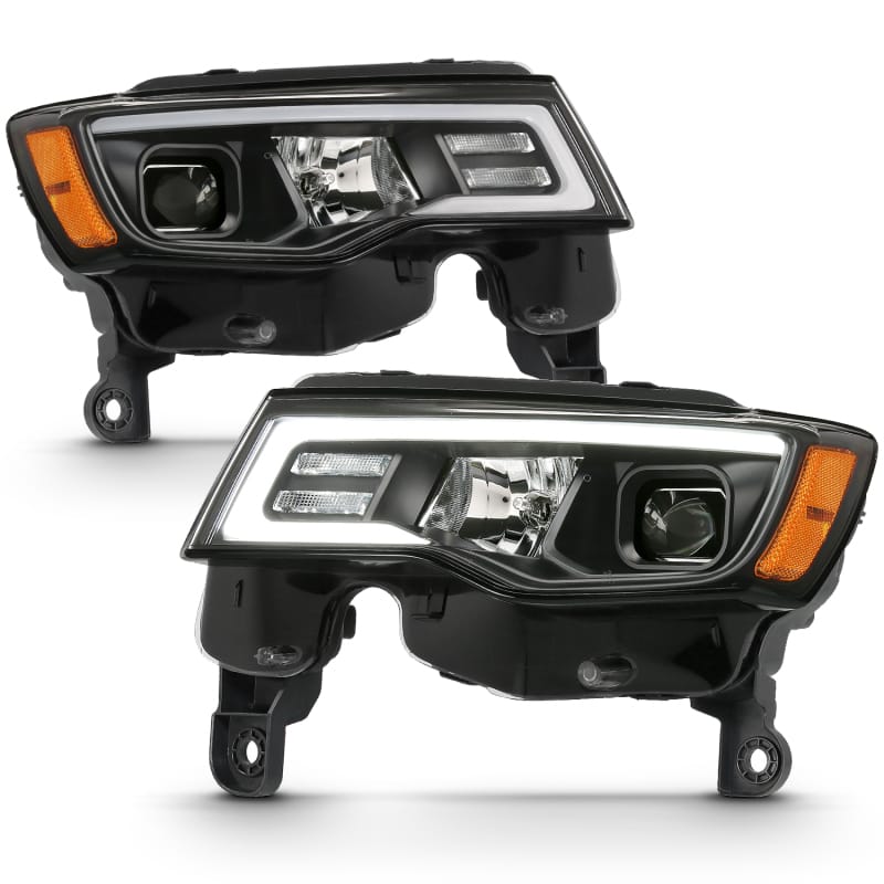 ANZO 2017-2018 Jeep Grand Cherokee Projector Headlights w/ Plank Style Switchback - Black w/ Amber thumbnail 5