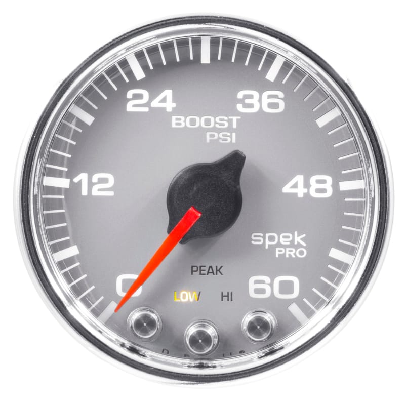 Autometer Spek-Pro Gauge Boost 2 1/16in 60psi Stepper Motor W/Peak & Warn Slvr/Chrm - P30421 thumbnail 4