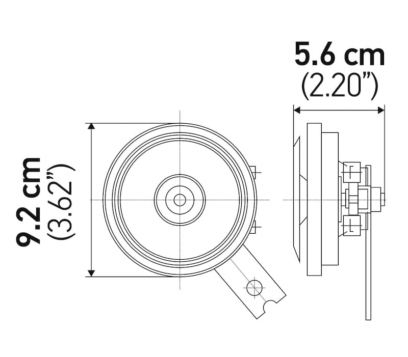 Hella Horn Bl Blk Disc Ht 92Mm 12V Univ thumbnail 3