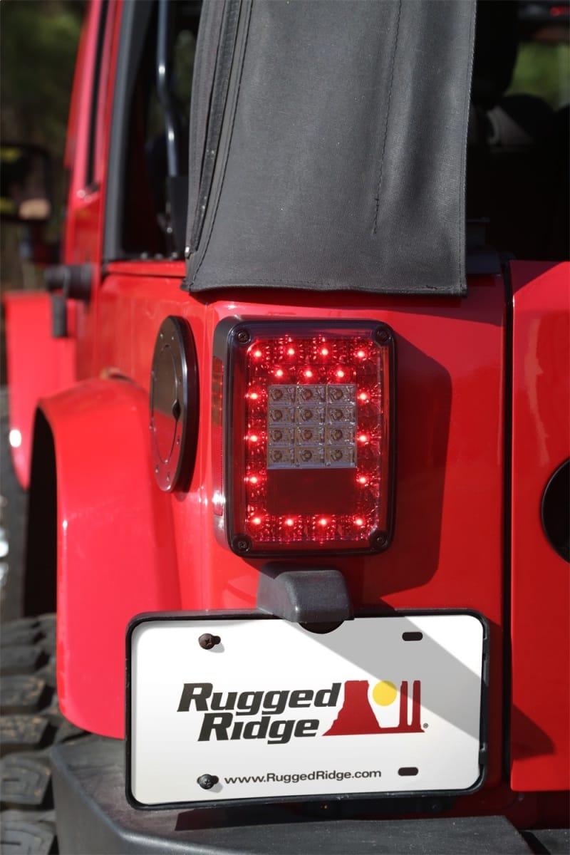 Rugged Ridge Led Tail Light Set Smoke 07-18 Jeep Wrangler thumbnail 3