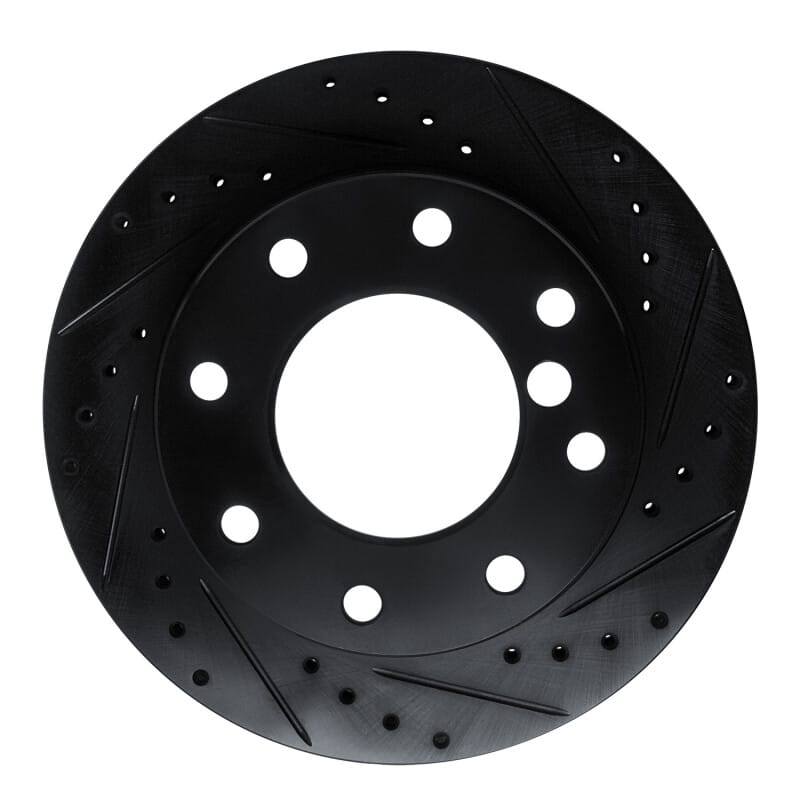 R1 75-79 Dodge W200 Front Right Drilled & Slotted Black Brake Rotor