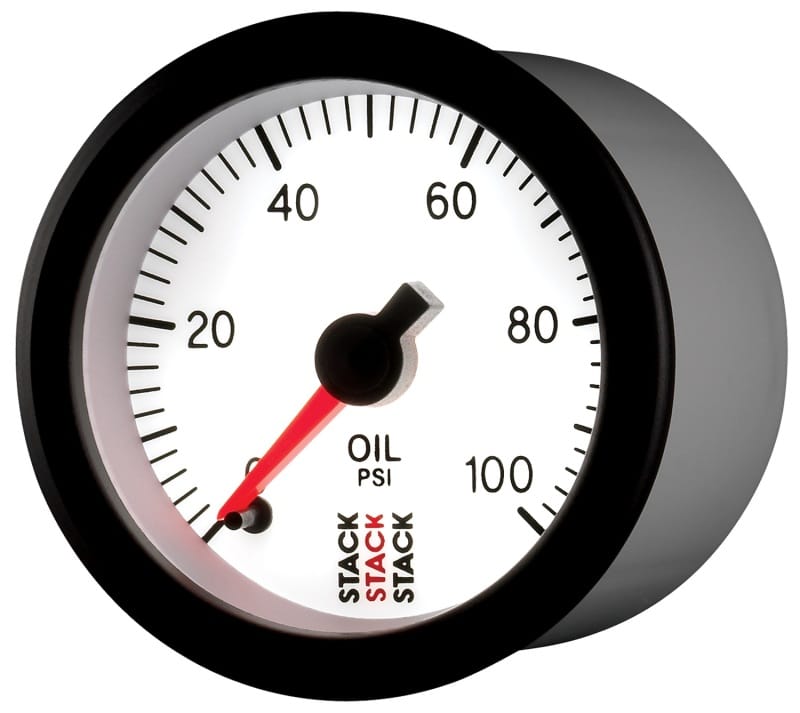 Autometer Stack 52mm 0-100 PSI 1/8in NPTF Male Pro Stepper Motor Oil Pressure Gauge - White thumbnail 2