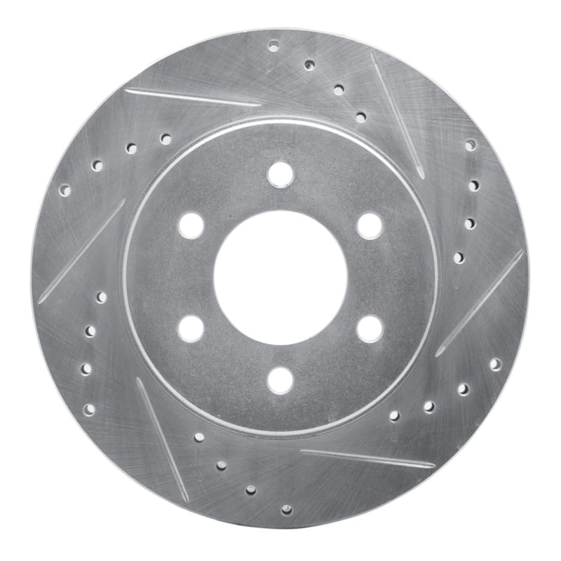 R1 1991-1996 Dodge Dakota 4WD Front Right Drilled & Slotted Silver Brake Rotor