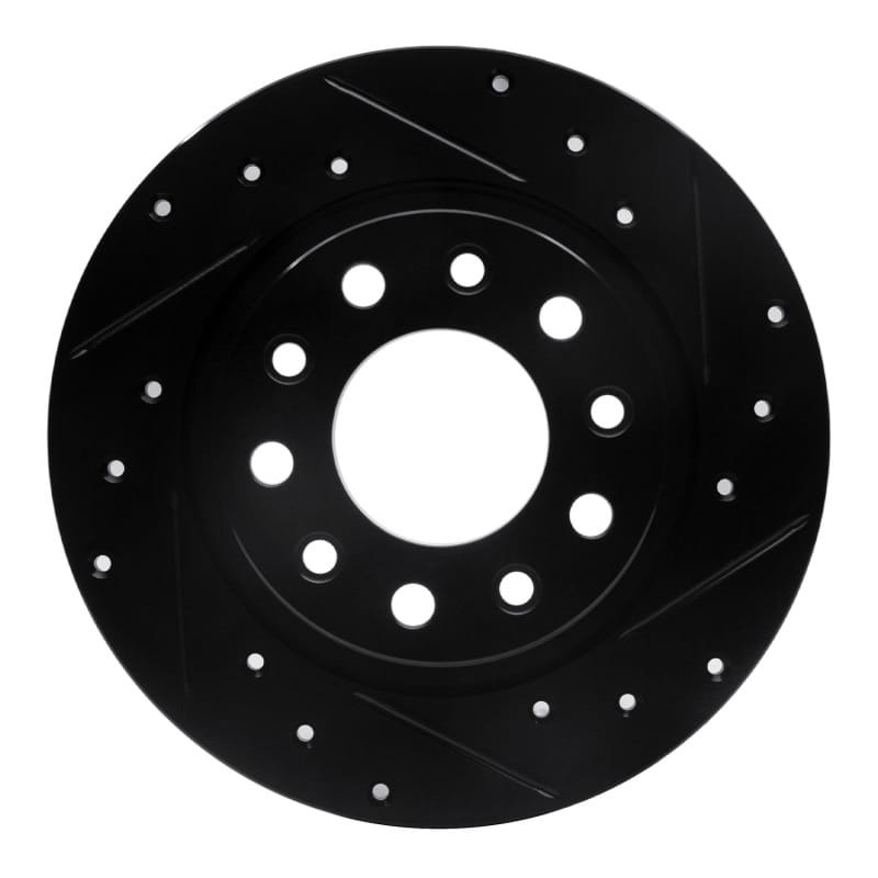 R1 13-16 Dodge Dart Rear Right Drilled & Slotted Black Brake Rotor