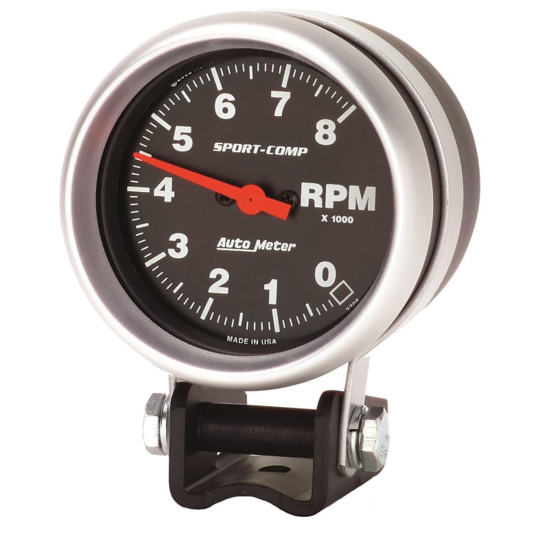 Autometer Standard 2-5/8in 8,000 RPM Pedestal Mount Tachometer Sport Comp thumbnail 2