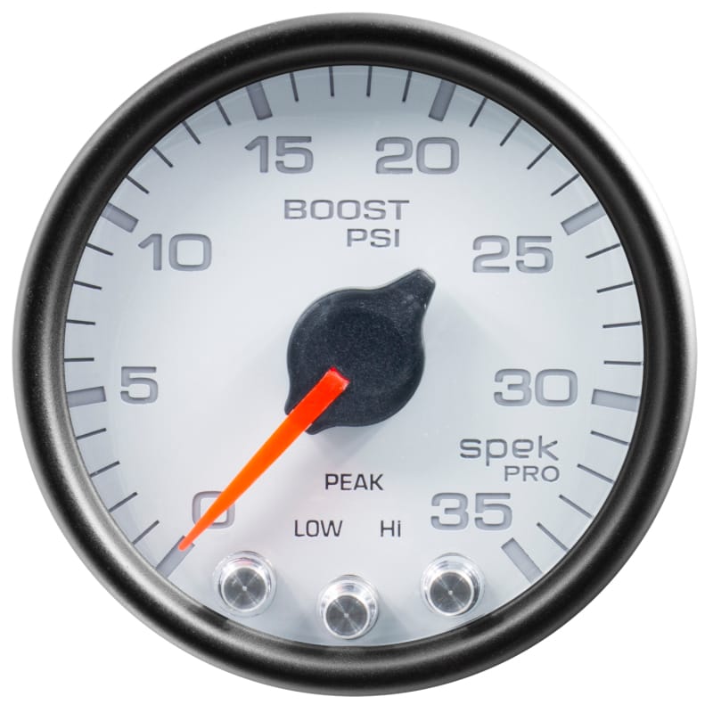 Autometer Spek-Pro Gauge Boost 2 1/16in 35psi Stepper Motor W/Peak & Warn White/Black thumbnail 2