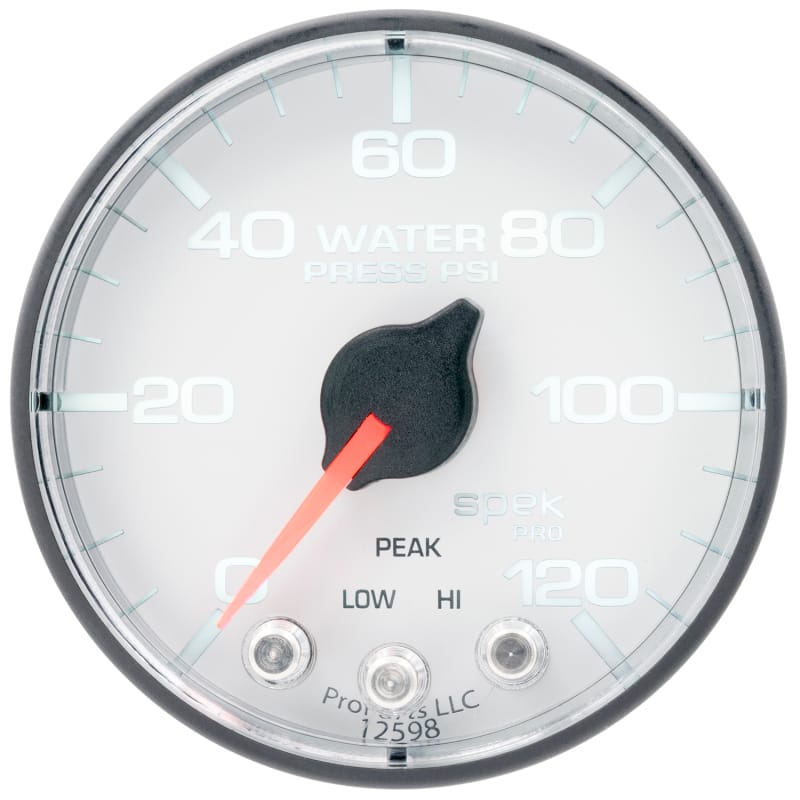 Autometer Spek-Pro 2 1/16in 120PSI Stepper Motor W/Peak & Warn White/Black Water Pressure Gauge thumbnail 3