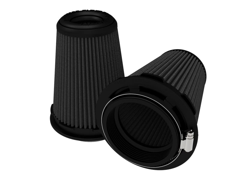aFe Momentum Intake Air Filter w/Black Pro 5R (Pair) 3-1/2IN F x 5IN B x 3-1/2IN T (Inverted) x 6IN