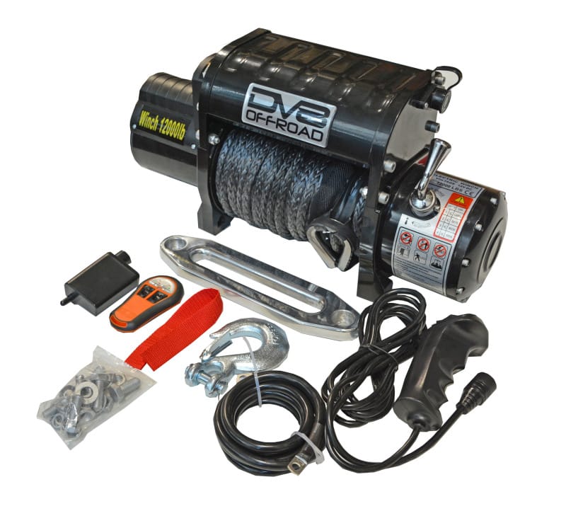 DV8 Offroad 12000 LB Winch w/ Synthetic Line & Wireless Remote - Black thumbnail 2