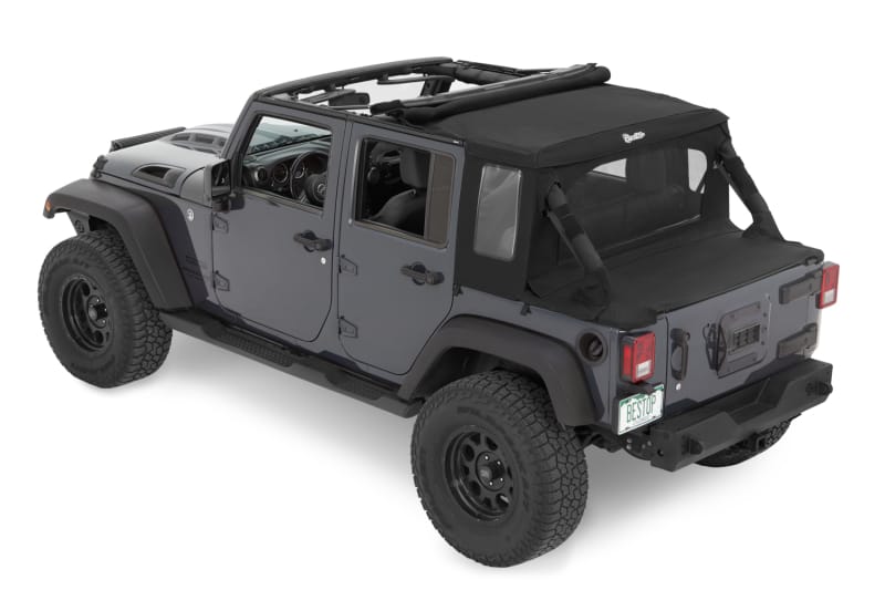 Bestop 07-18 Jeep Wrangler JK 4-Door Halftop Soft Top (Black Diamond) thumbnail 2