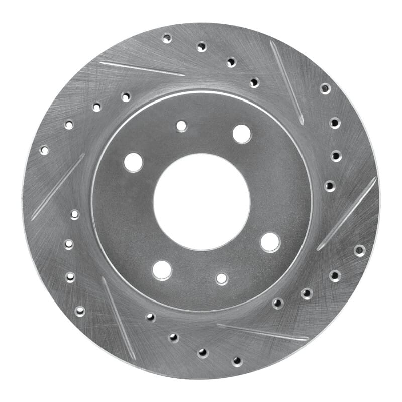 R1 85-91 Dodge 2000 GTX Front Right Drilled & Slotted Silver Brake Rotor