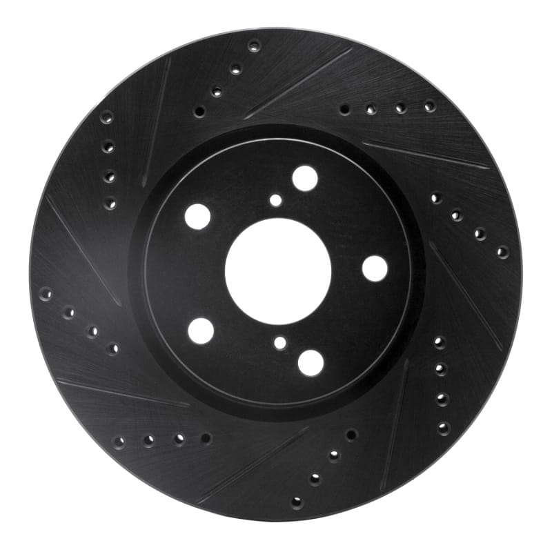 R1 21-23 Dodge CHALLENGER Right Front Drilled & Slotted Black Brake Rotor