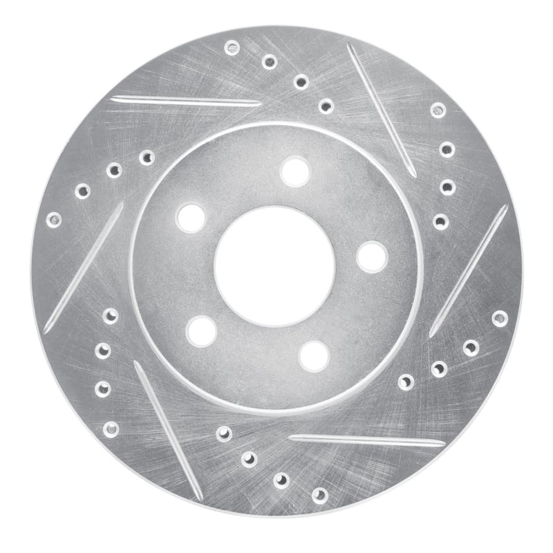 R1 86-90 Chrysler Town & Country Front Right Drilled & Slotted Silver Brake Rotor