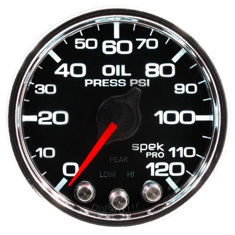 Autometer Spek-Pro Gauge Oil Press 2 1/16in 120psi Stepper Motor W/Peak & Warn Blk/Chrm - P32531 thumbnail 3