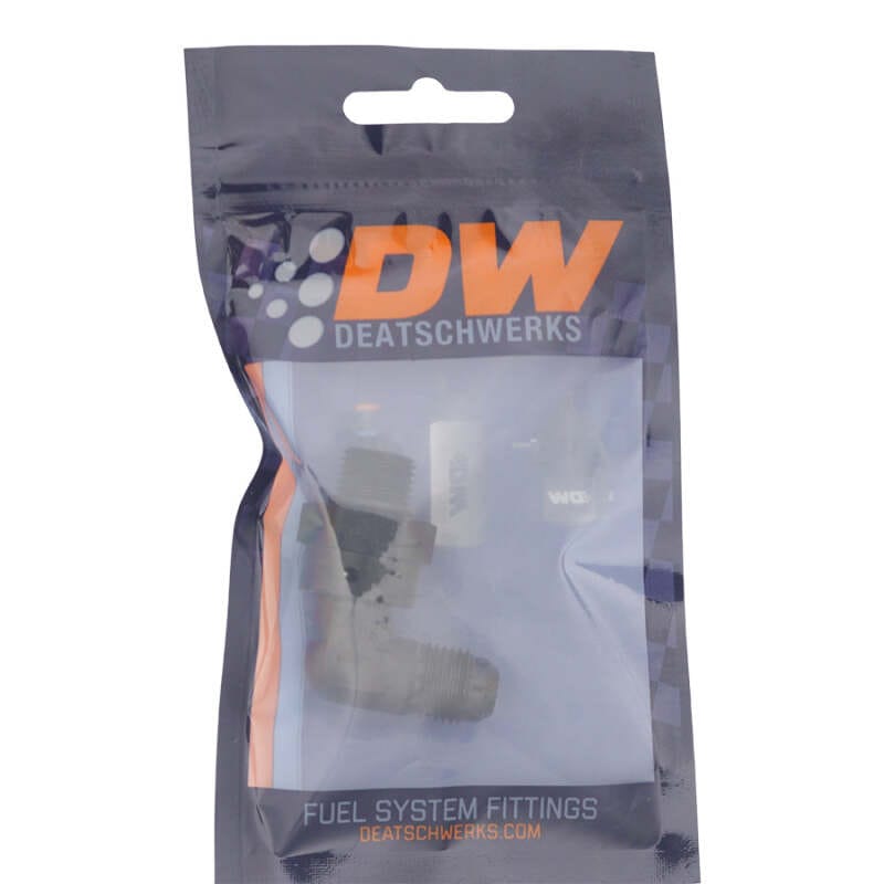 DeatschWerks 6AN ORB Male Swivel to 90-Degree 6AN Male Flare - Anodized Matte Black thumbnail 2
