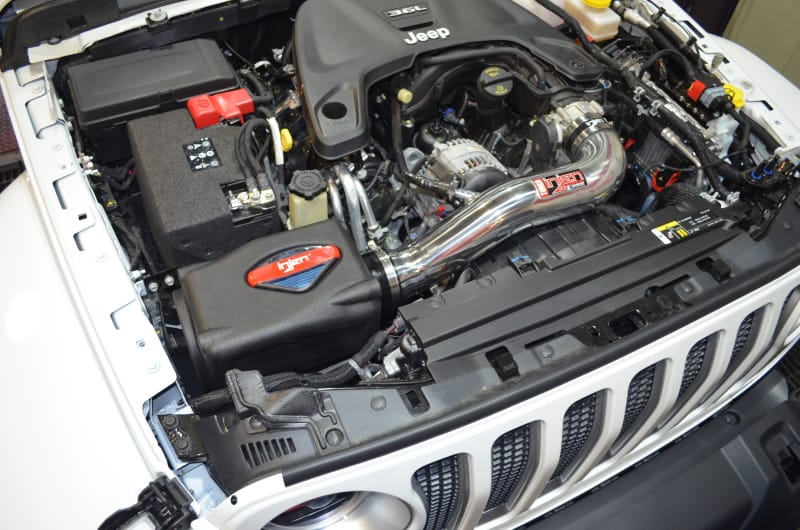 Injen 2018+ Jeep Wrangler JL V6-3.6L Wrinkle Black Oiled Power-Flow Air Intake System thumbnail 5