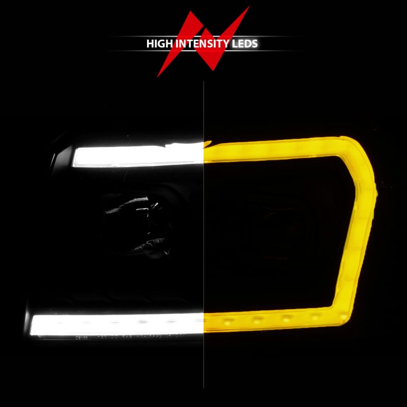 ANZO 2005-2007 Jeep Grand Cherokee Projector Headlights w/ Light Bar Switchback Black Housing thumbnail 7