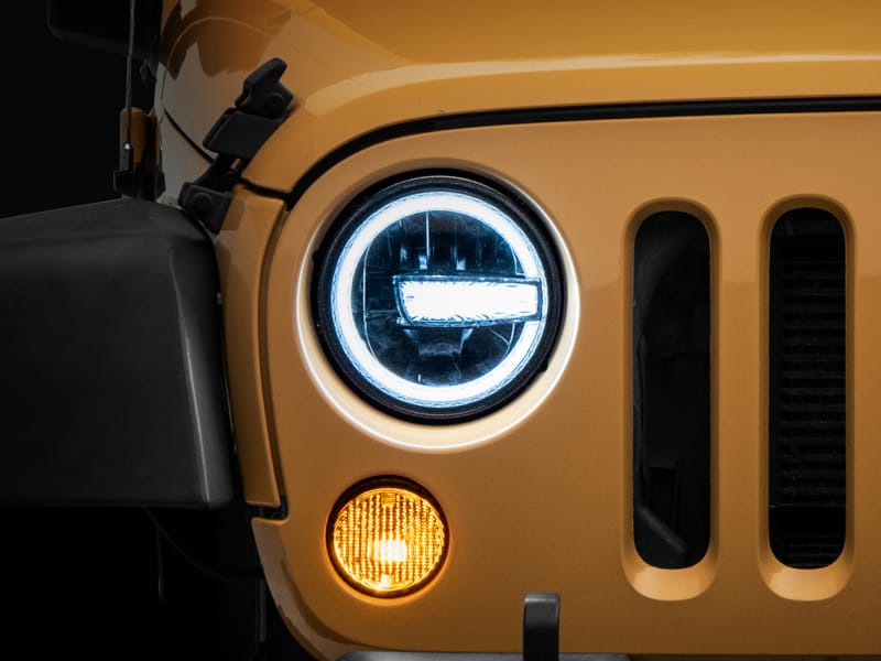 Raxiom 97-18 Jeep Wrangler TJ/JK 7-Inch LED Headlights w/ Halos- Black Housing (Clear Lens) thumbnail 3