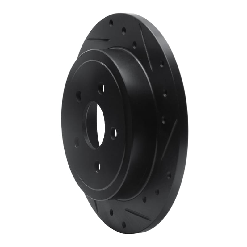 R1 88-95 Chrysler New Yorker Rear Right Drilled & Slotted Black Brake Rotor thumbnail 2