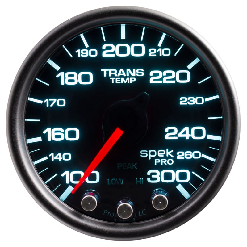 Autometer Spek-Pro Gauge Trans Temp 2 1/16in 300f Stepper Motor W/Peak & Warn Blk/Smoke/Blk thumbnail 3