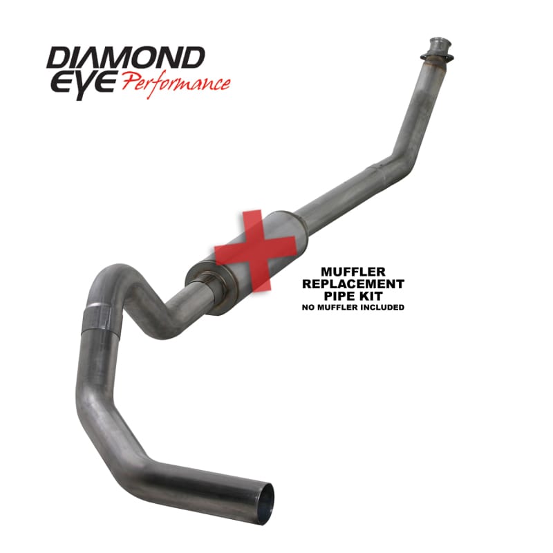 Diamond Eye KIT 4in Turbo Back MFLR RPLCMENT PIPE SGL SS: 98.5-02 DODGE CUMMINS 5.9L