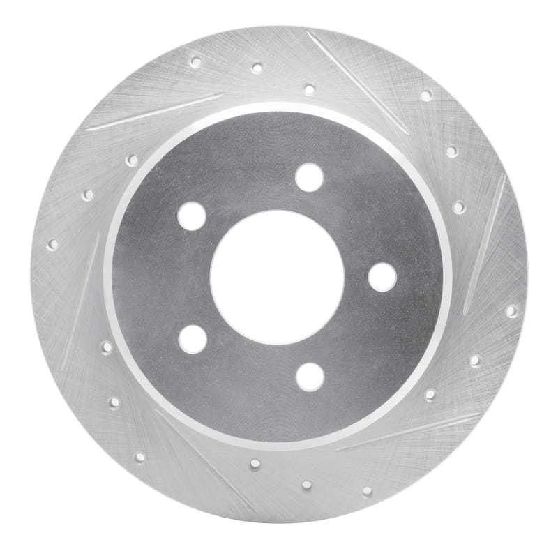 R1 97-07 Chrysler Town & Country Rear Right Drilled & Slotted Silver Brake Rotor