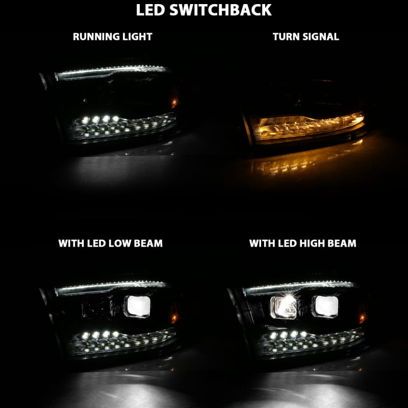 ANZO 2009-2018 Dodge Ram 1500 Led Projector Plank Style Switchback H.L Halo Black Amber (OE Style) thumbnail 7
