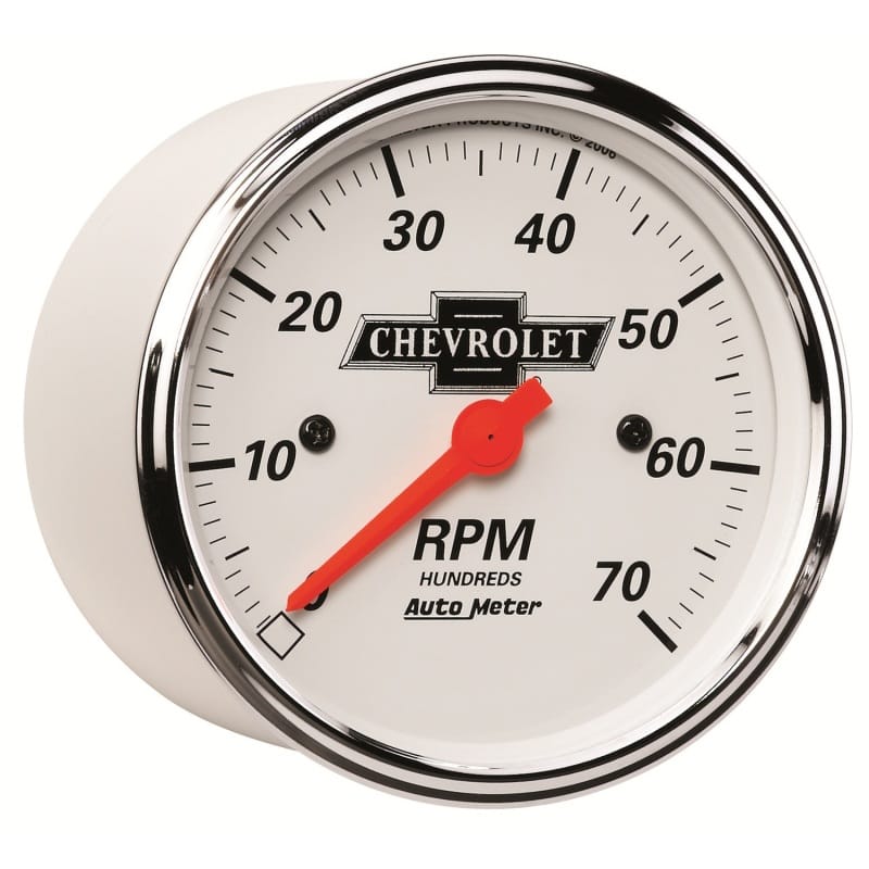 Autometer Arctic White GM 3-1/8in 7000RPM 4, 6, 8 Cyl Electrical Tachometer Gauge thumbnail 3