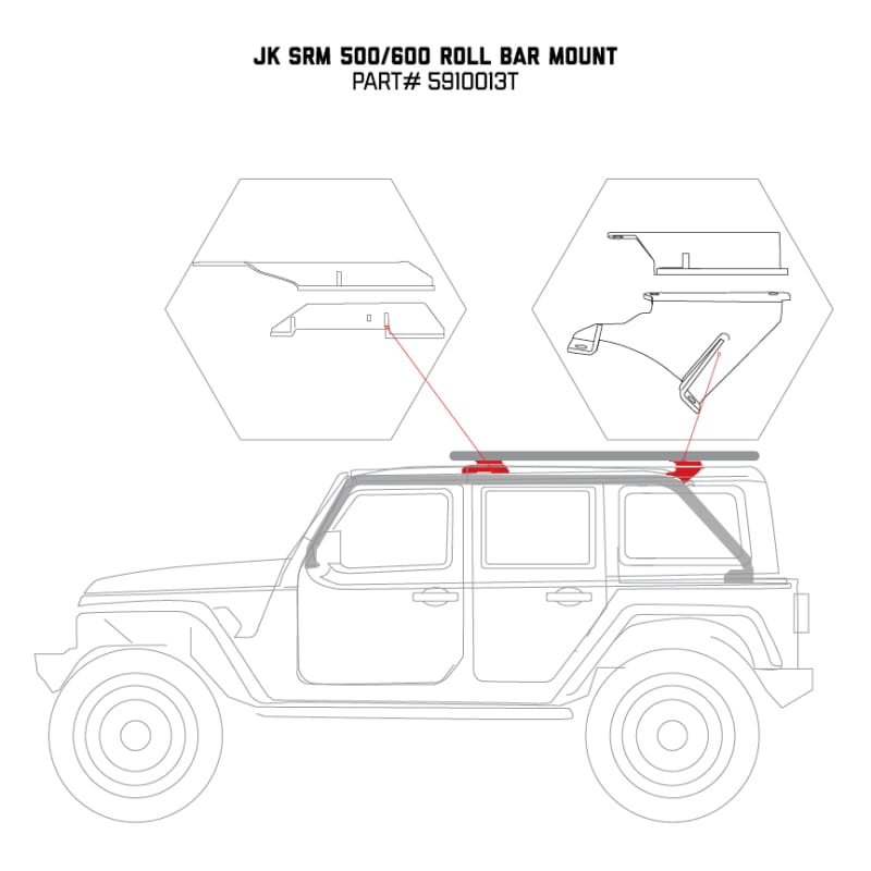 Go Rhino 07-17 Jeep Wrangler 4dr Mounting Kit for SRM Rack thumbnail 3