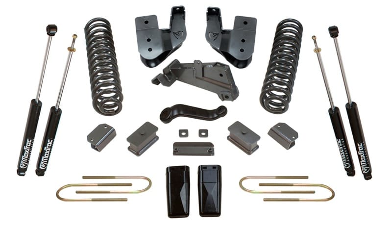 MaxTrac 13-18 RAM 3500 4WD 4in/1in MaxPro Coil Lift Kit w/Radius Arm Brkts & MaxTrac Shocks