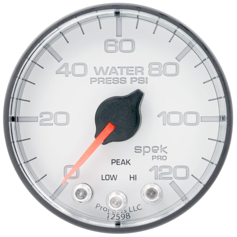 Autometer Spek-Pro 2 1/16in 120PSI Stepper Motor W/Peak & Warn White/Black Water Pressure Gauge thumbnail 2